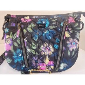 LUG Convertible Medium Crossbody - Swivel ,Bloom Black Floral Expandable